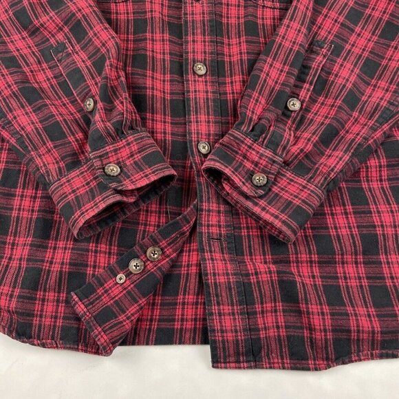 Duluth Trading Co. Flannel Shirt Men’s 2XL Trim Fit Button Up Plaid Red Black - Picture 8 of 10